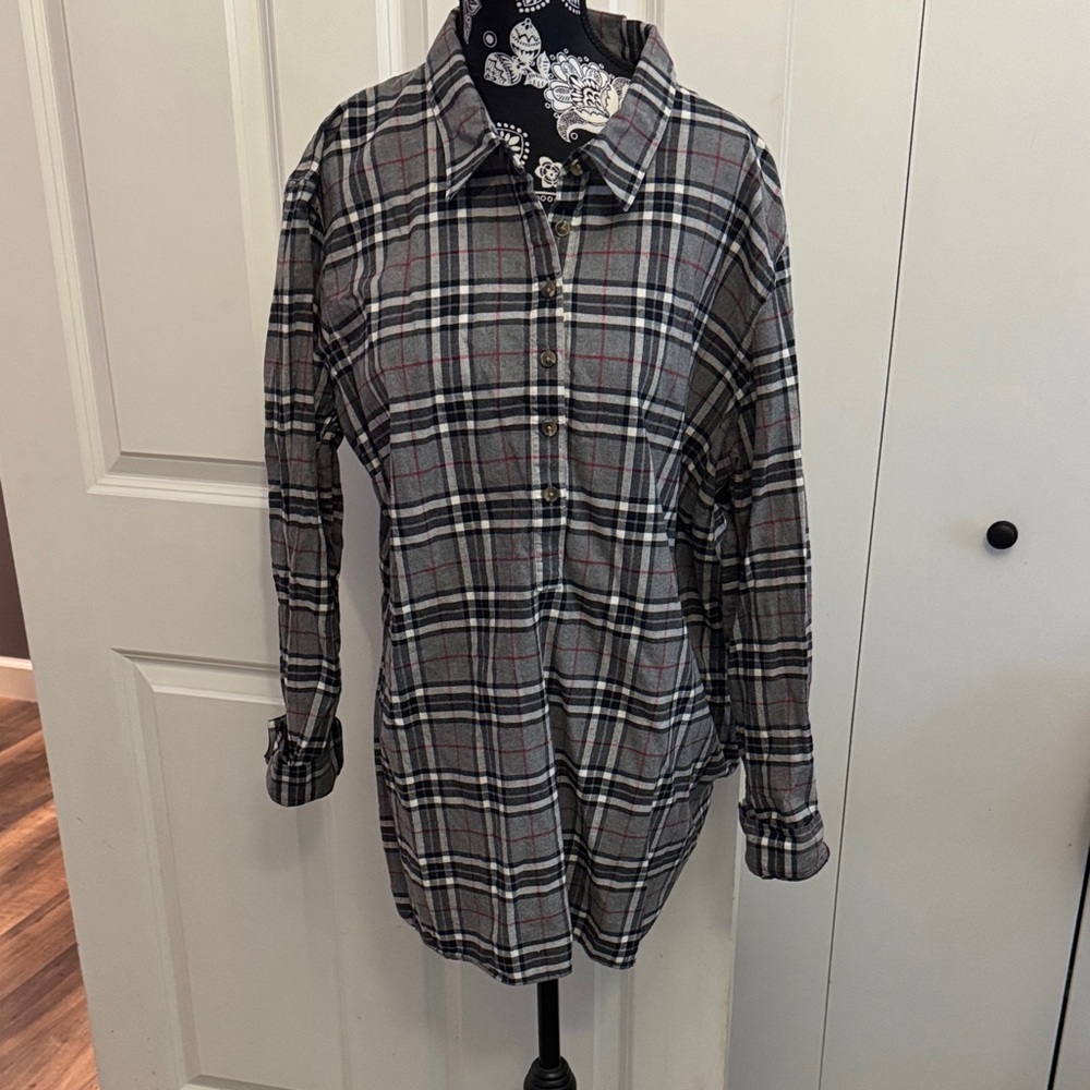 Coldwater Creek Black and Red Plaid Women's Blouse